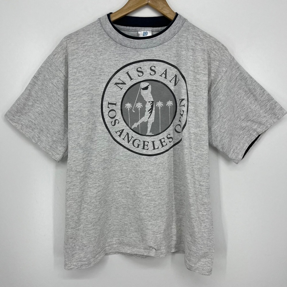 Vintage Belton Nissan Los Angeles Open Golf T-Shirt Mens Large Gray Made in USA